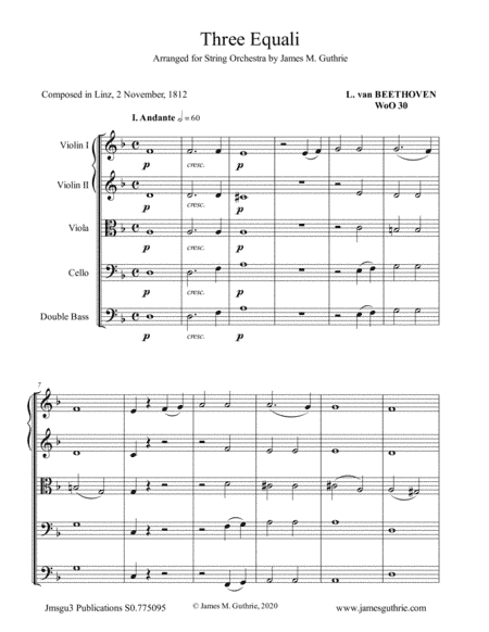 Beethoven: Three Equali WoO 30 for String Orchestra (arr. James Guthrie, ASCAP)