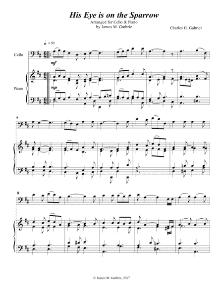 Gabriel: His Eye Is On The Sparrow for Cello & Piano (arr. James M. Guthrie)