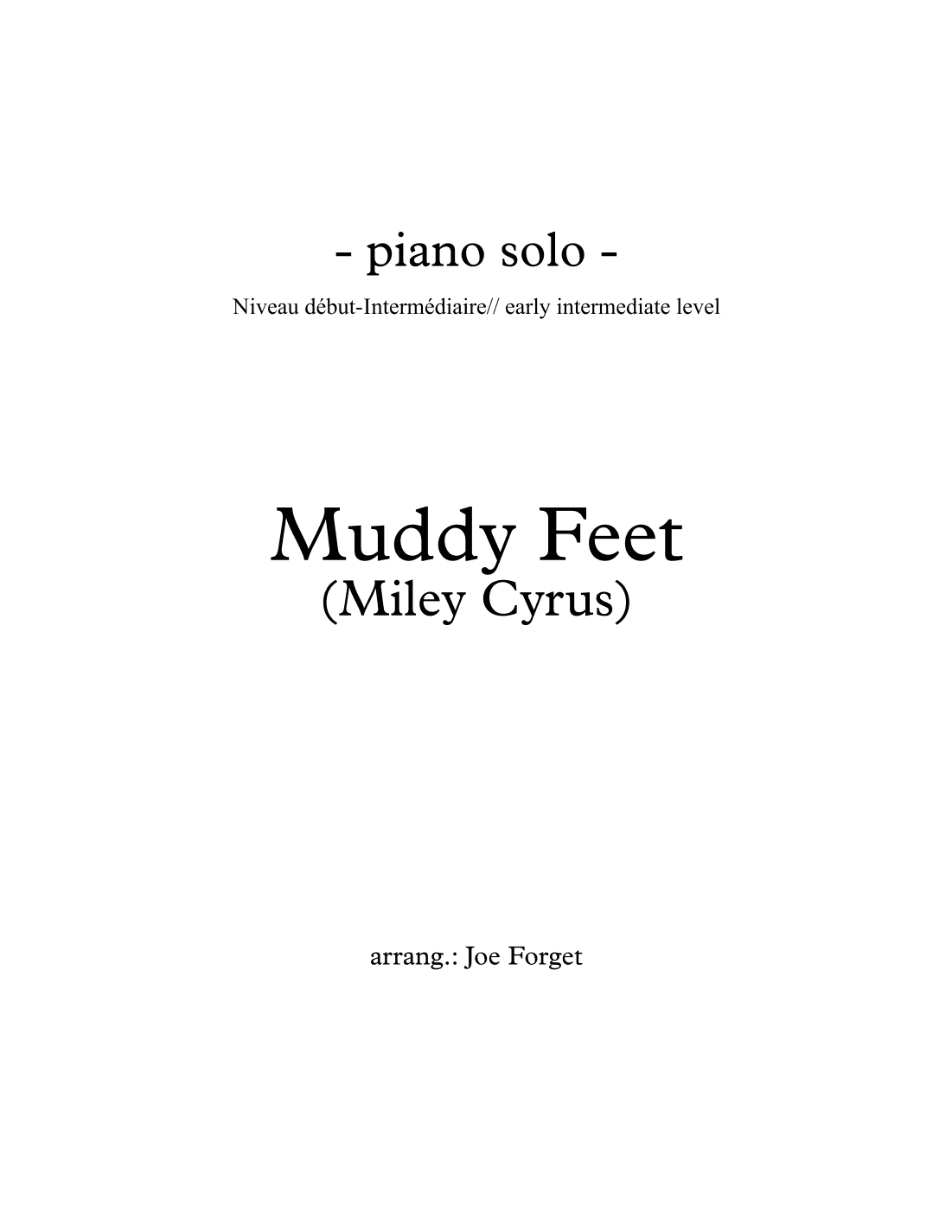 Muddy Feet (arr. Joe Forget (JFpiano))