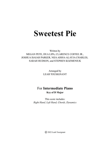 Sweetest Pie (arr. Leah Tousignant)