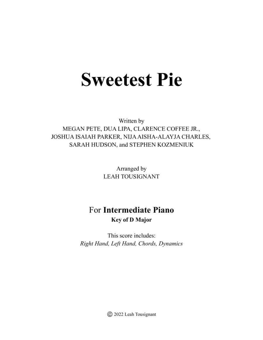Sweetest Pie (arr. Leah Tousignant)