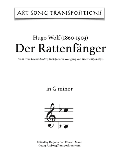 WOLF: Der Rattenfänger (transposed to G minor) (arr. ArtSongTranspositions.com)