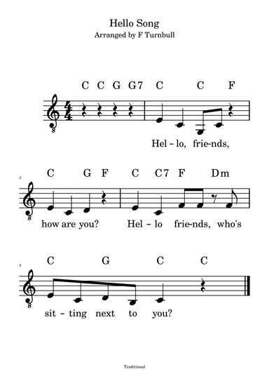 Hello Song (arr. F Turnbull)