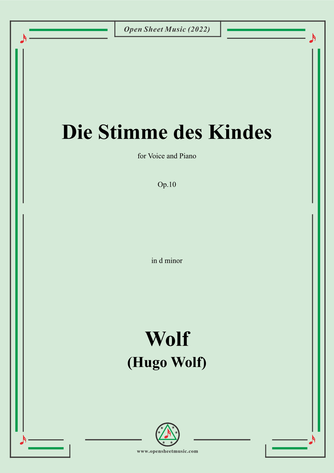 Wolf-Die Stimme des Kindes,in d minor,Op.10(IHW 39) (arr. OSM Press)