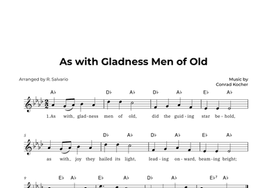 As with Gladness Men of Old (Key of A-Flat Major) (arr. R. Salvario)