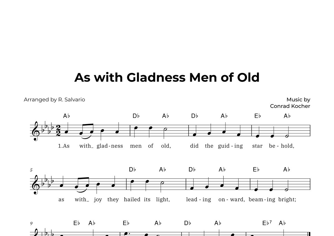 As with Gladness Men of Old (Key of A-Flat Major) (arr. R. Salvario)