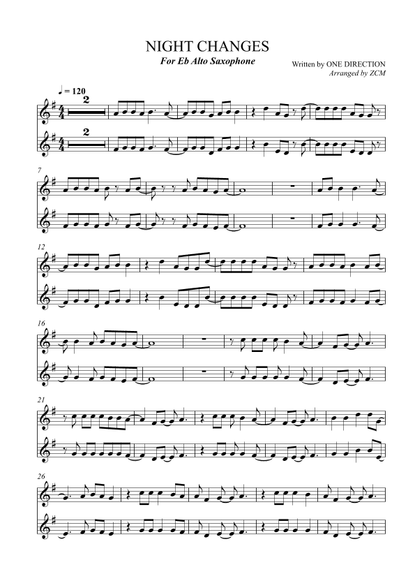 Night Changes (arr. Zachary Corbett)