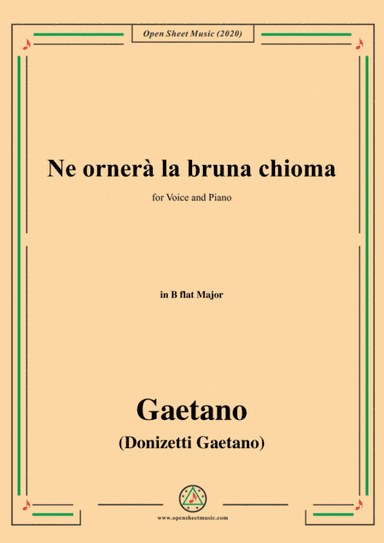 Donizetti-Ne ornera la bruna chioma,in B flat Major,for Voice and Piano (arr. MSM)