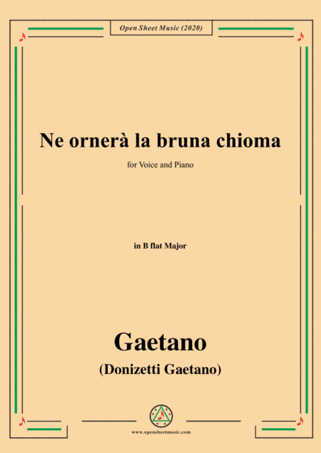 Donizetti-Ne ornera la bruna chioma,in B flat Major,for Voice and Piano (arr. MSM)