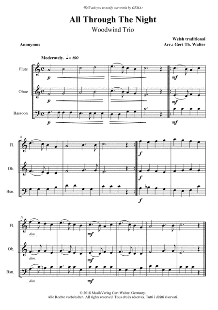 All Through The Night (arr. Gert Th. Walter)