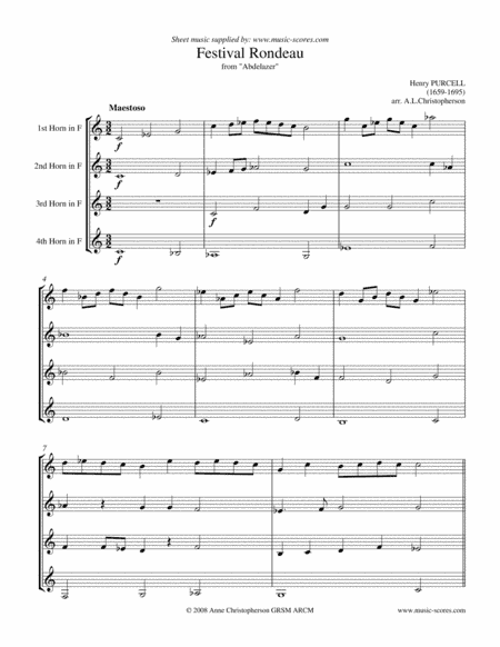 Festival Rondeau from Abdelazer - French Horn Quartet (arr. Anne Christopherson GRSM ARCM)