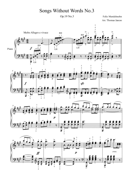 Songs Without Words Op.19 No.3 (arr. Thomas Jancso)