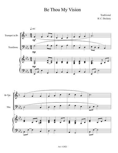 Be Thou My Vision (Trumpet and Trombone Duet with Piano Accompaniment) (arr. B. C. Dockery)