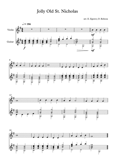 Jolly Old St. Nicholas, For Violin & Guitar