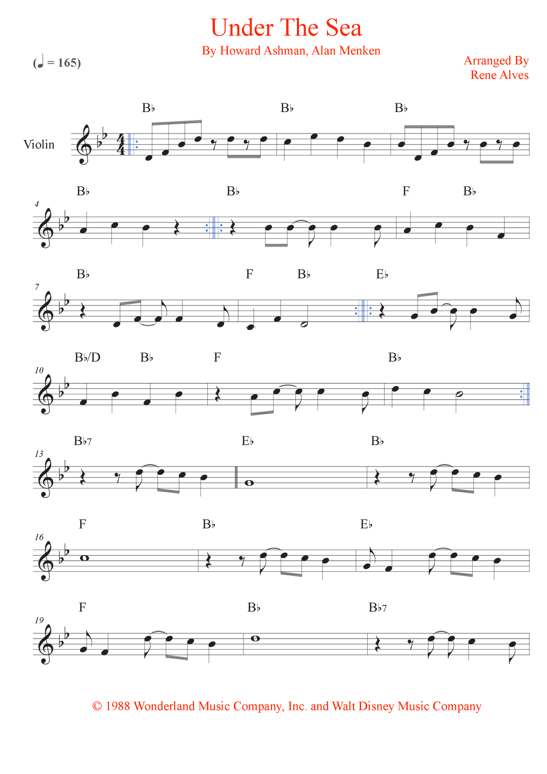 Under The Sea (arr. Rene Alves)