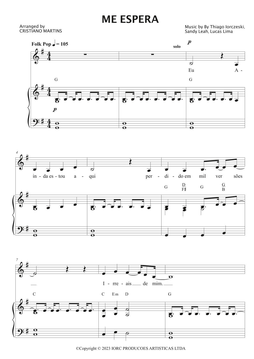 Me Espera (arr. Cristiano Martins)