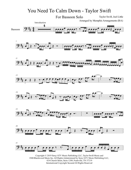 You Need To Calm Down (arr. Memphis Arrangements (BA))