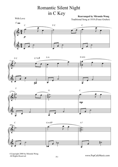 Romantic Silent Night in C Key - Touching Version (arr. Miranda Wong)