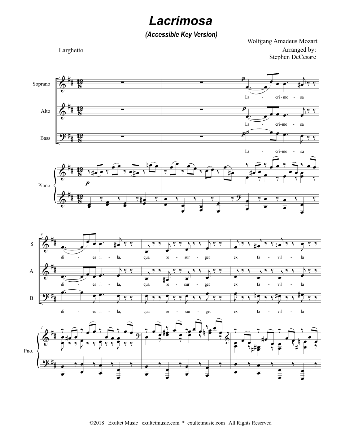 Lacrimosa (SAB) (Accessible Key Version) (arr. Stephen DeCesare)