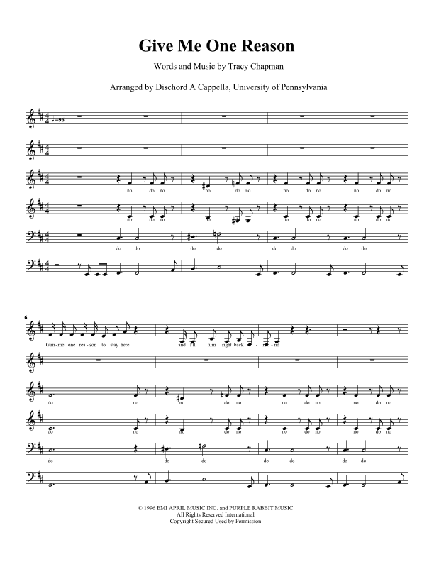 Give Me One Reason (arr. Andrew Pollen)
