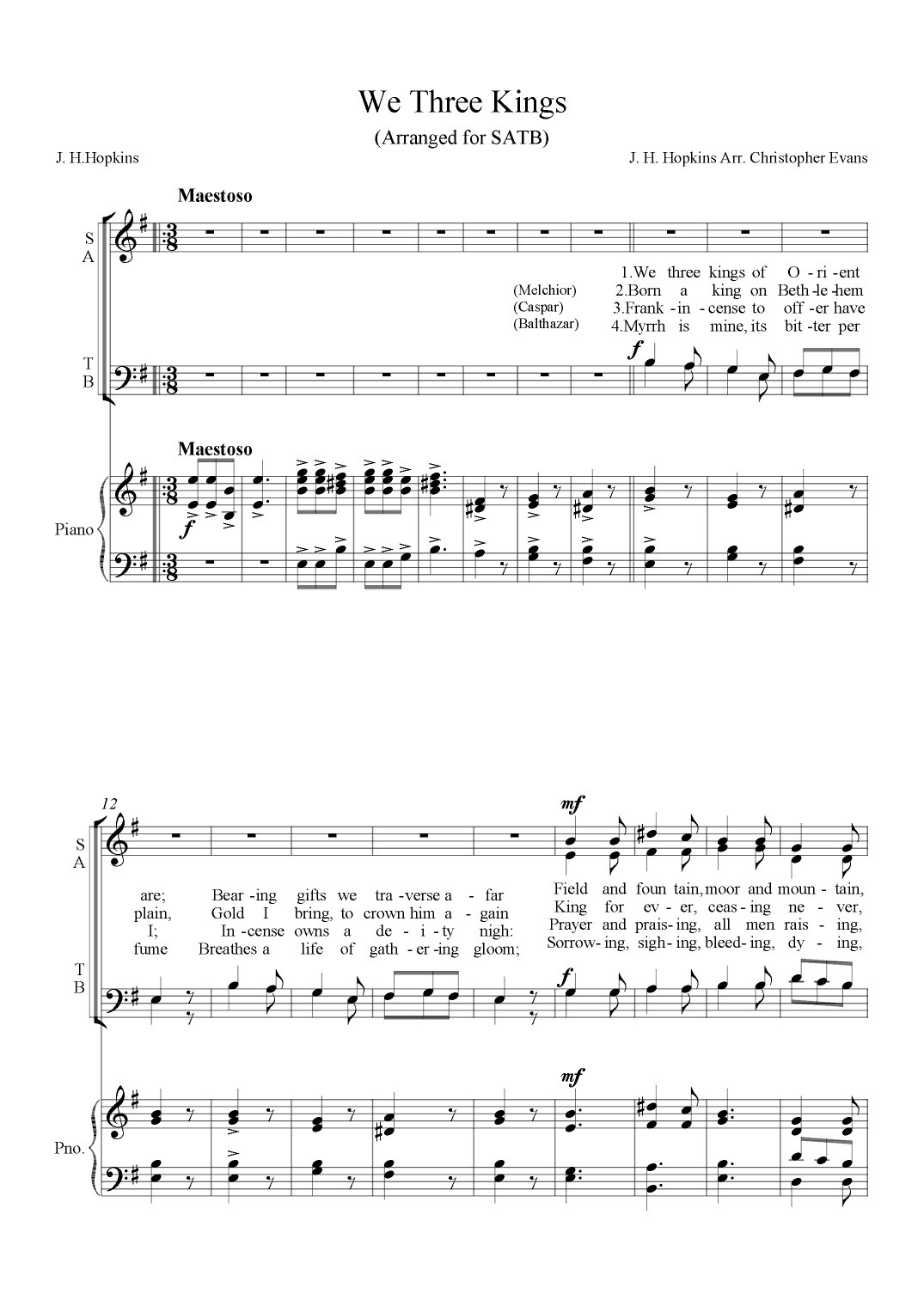 We Three Kings (SATB) Christmas Anthem (arr. Christopher Evans)