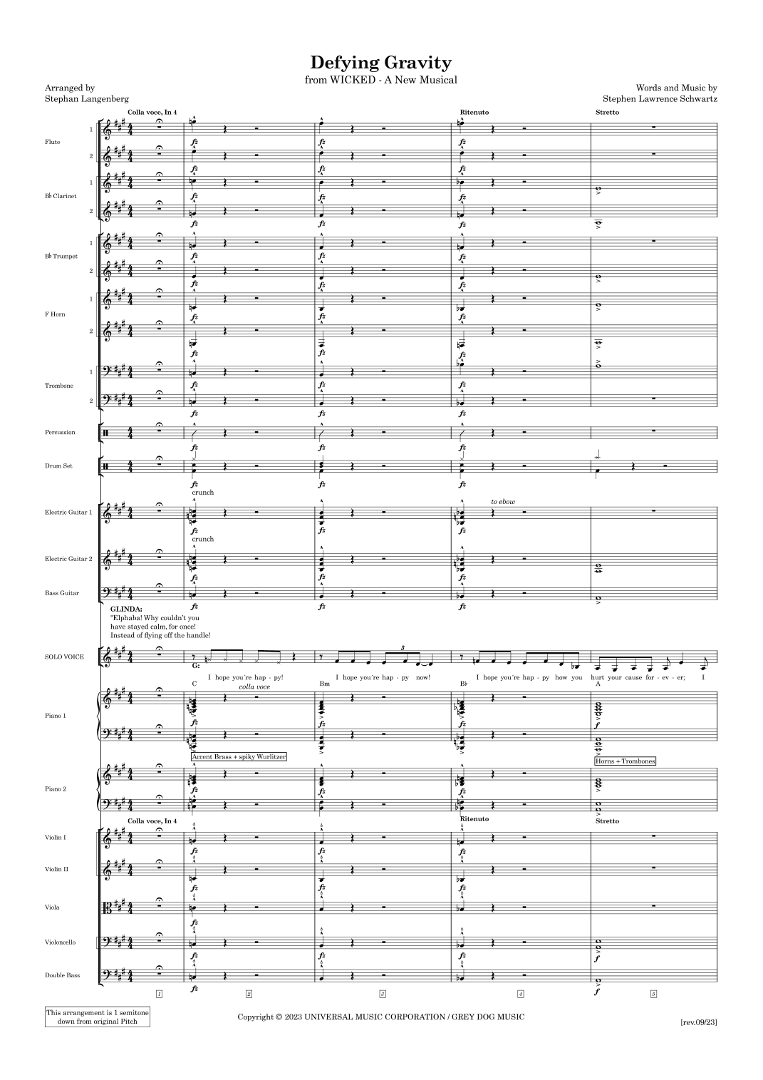 Defying Gravity - Score Only (arr. Stephan Langenberg)