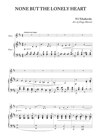 "None but the Lonely Heart" for Oboe and Piano (arr. Diego Marani)