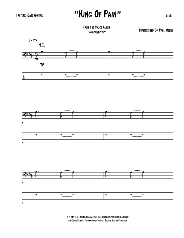 King Of Pain (arr. P Welsh)