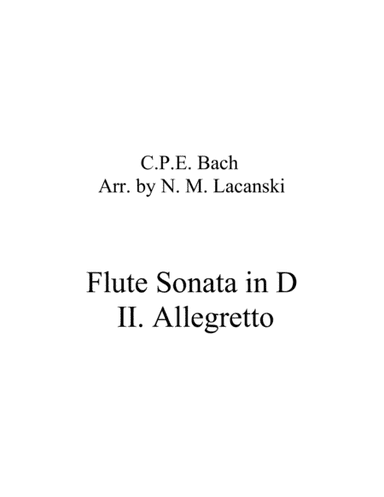 Sonata in D for Flute and String Quartet II. Allegretto (arr. Nick Lacanski)