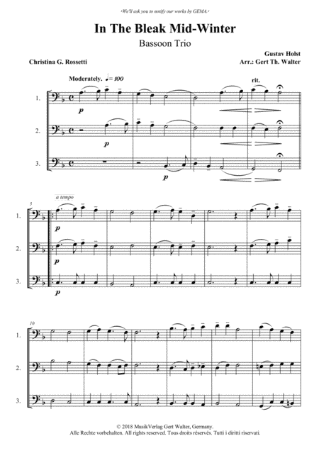 In The Bleak Mid-Winter (arr. Gert Th. Walter)