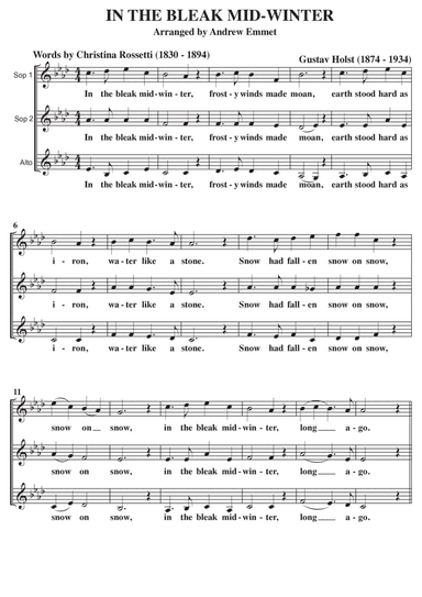 In The Bleak Midwinter A Cappella SSA (arr. Arranged by Andrew Emmet)