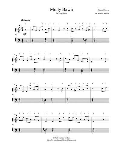 Molly Bawn - for easy piano (arr. Samuel Stokes)
