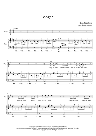 Longer (arr. Karen Ivana)