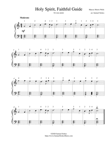 Holy Spirit, Faithful Guide - for easy piano (arr. Samuel Stokes)