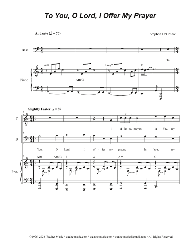 To You, O Lord, I Offer My Prayer (Duet for Tenor and Bass solo)