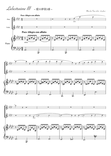 "Liebestraum No3" pianotrio, flute & violin (arr. pfkaori)