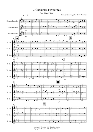 3 Christmas Favourites for Recorder Trio (arr. David Burndrett)