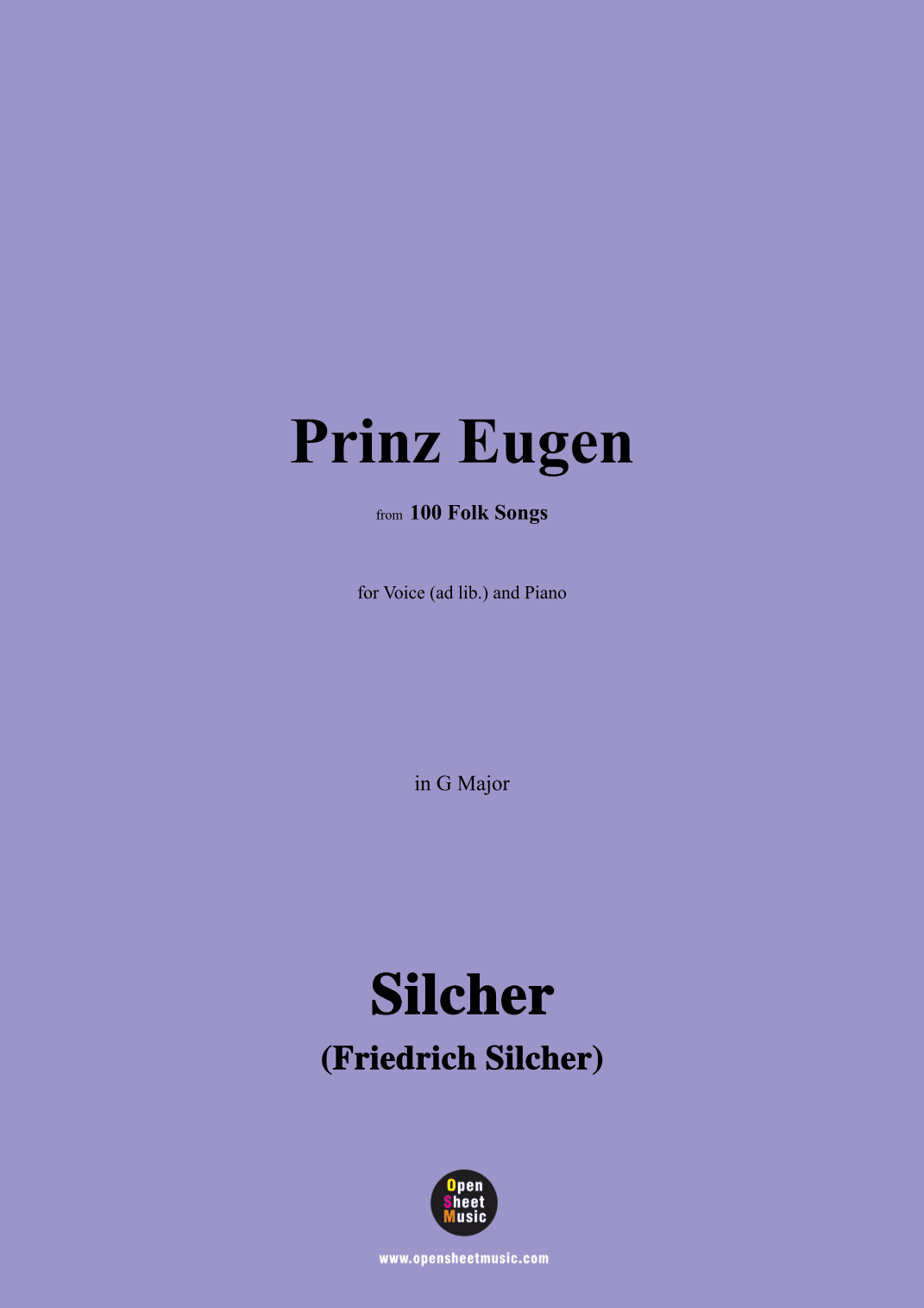 Silcher-Prinz Eugen,for Voice(ad lib.) and Piano (arr. OSM Press)