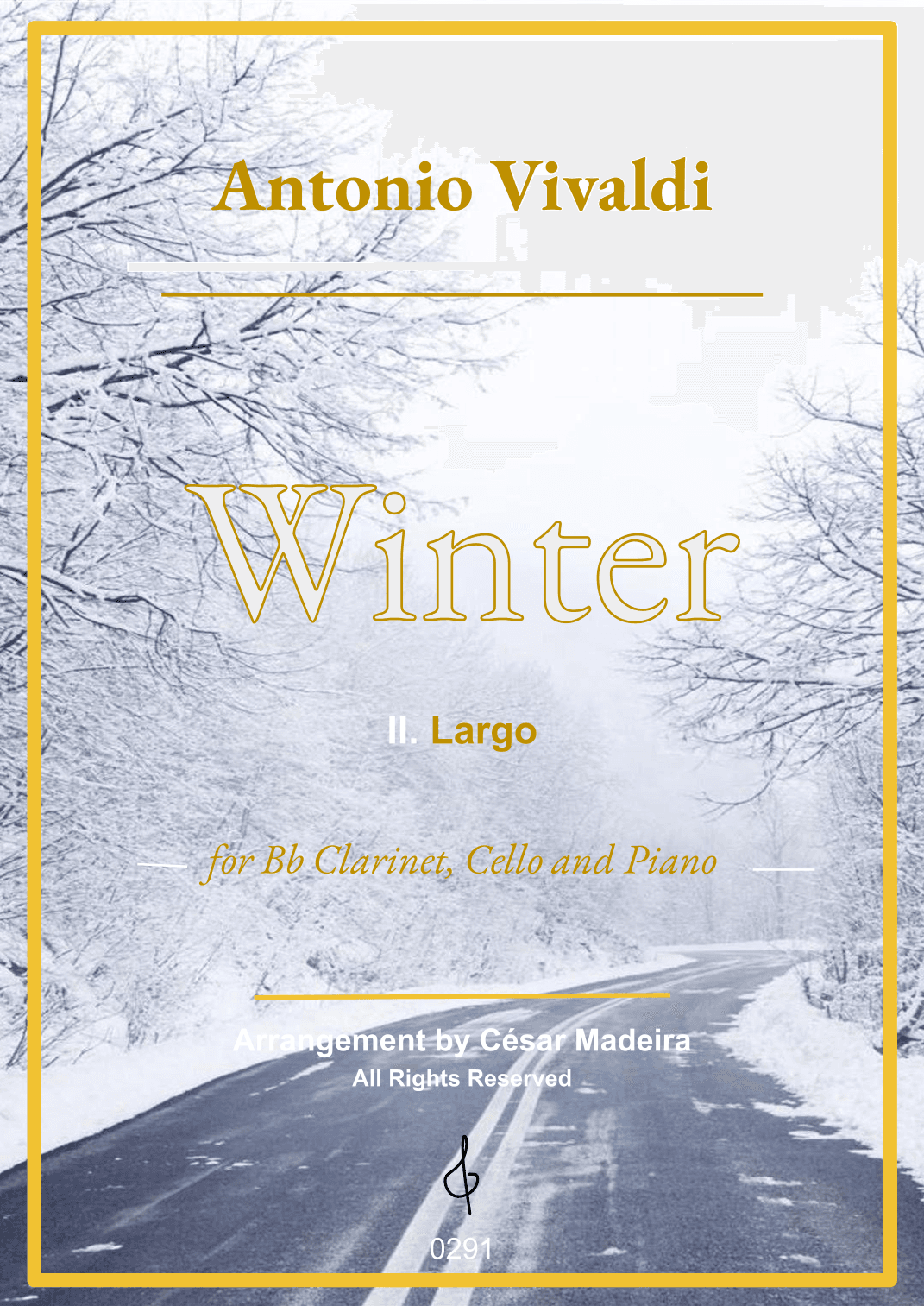 Winter by Vivaldi - Bb Clarinet, Cello and Piano - II. Largo (Full Score) (arr. César Madeira)