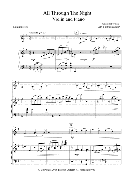 All through the Night (arr. Thomas Quigley)