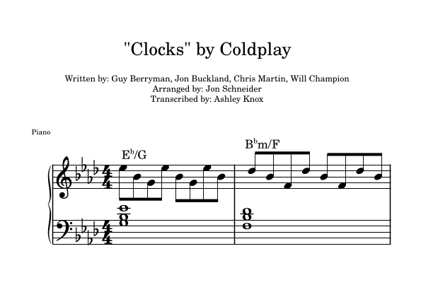 Clocks (arr. Jonathan Schneider)