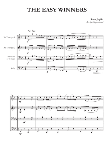 The Easy Winners for Brass Quartet (arr. Diego Marani)