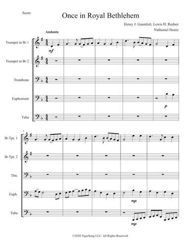 Once in Royal Bethlehem (Christmas Carol Medley) for Brass Quintet (arr. Nathaniel Hontz)