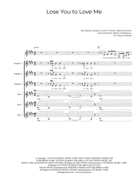 Lose You To Love Me (arr. Bryan Sharpe)