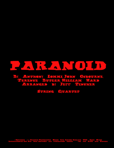 Paranoid (arr. Jeff Tincher)