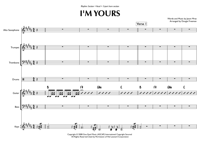 I'm Yours (arr. Dougie Freeman)