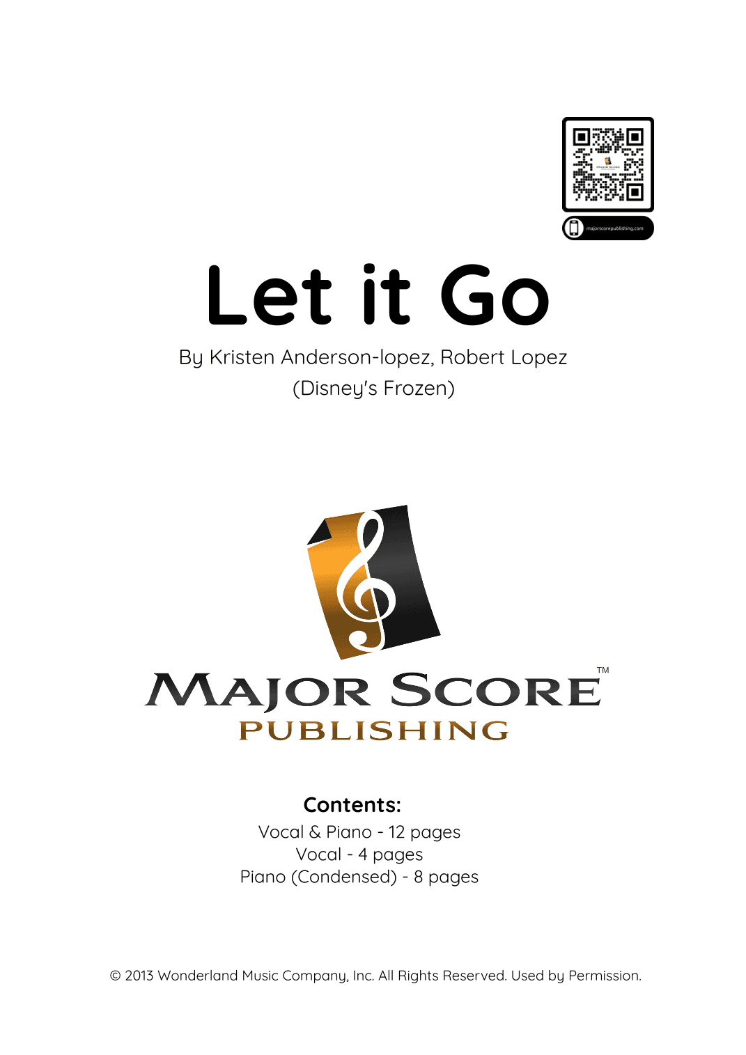 Let It Go (arr. MAJOR SCORE PUBLISHING TM.)