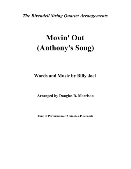 Movin' Out (anthony's Song) (arr. Douglas R. Morrison)