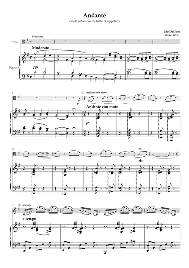 Andante (Viola solo from the ballet "Coppelia") (arr. Unknown)