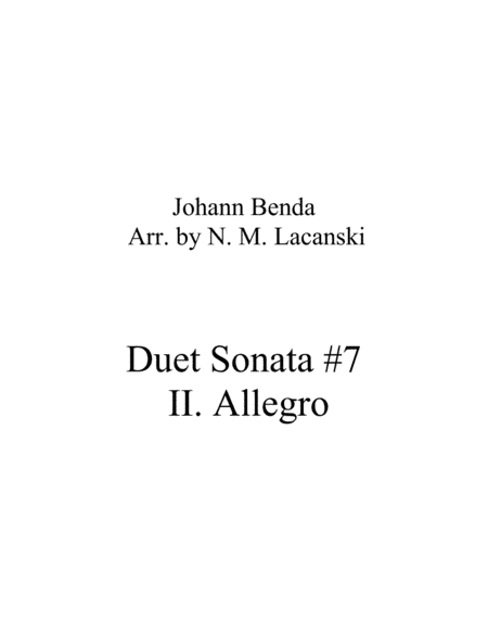 Duet Sonata #7 Movement 2 Allegro (arr. Nick Lacanski)
